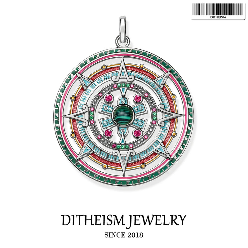 Ethnic Amulet Pendant, Spring Jewelry 925 Sterling Silver, Bohemia Gift