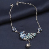 Sterling Silver Peacock Flower Anklets for Women