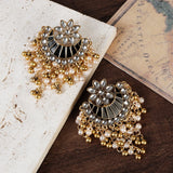 Ethnic Retro Moon Jhumka Earrings Baroque Pearl Tassel Indian Jewelry