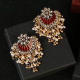 Ethnic Retro Moon Jhumka Earrings Baroque Pearl Tassel Indian Jewelry