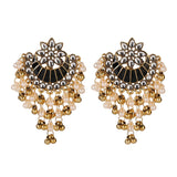Ethnic Retro Moon Jhumka Earrings Baroque Pearl Tassel Indian Jewelry