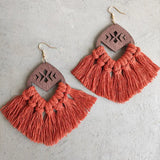 Morandi Color Macrame Earrings Boho Tassel Jewelry