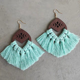 Morandi Color Macrame Earrings Boho Tassel Jewelry