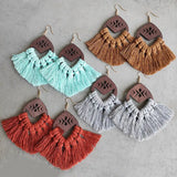 Morandi Color Macrame Earrings Boho Tassel Jewelry