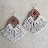 Morandi Color Macrame Earrings Boho Tassel Jewelry