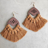 Morandi Color Macrame Earrings Boho Tassel Jewelry
