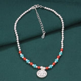 925 Silver South Red Agate Foot Chain Ruyi Lock Anklet