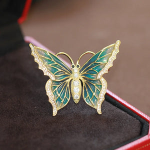 Ethnic Style Enamel Pin Butterfly Brooch Zircon Insect Brooch Female Jewelry