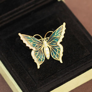 Ethnic Style Enamel Pin Butterfly Brooch Zircon Insect Brooch Female Jewelry