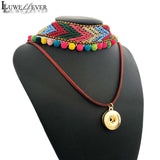 Colorful Fabric Choker Ethnic Style 18mm Snap Charm Necklace