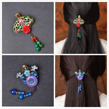 Ethnic Cloisonne Fan Retro Side Clip Hanfu Hairpin