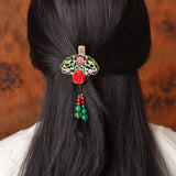 Ethnic Cloisonne Fan Retro Side Clip Hanfu Hairpin