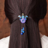 Ethnic Cloisonne Fan Retro Side Clip Hanfu Hairpin