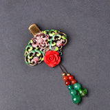 Ethnic Cloisonne Fan Retro Side Clip Hanfu Hairpin