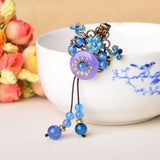 Ethnic Cloisonne Fan Retro Side Clip Hanfu Hairpin