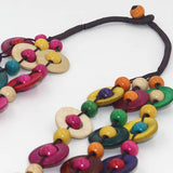 Ethnic Style Coconut Shell Pendant Colorful Beads Woven Long Necklace