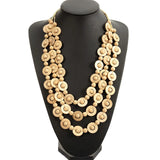 Ethnic Style Coconut Shell Pendant Colorful Beads Woven Long Necklace