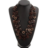 Ethnic Style Coconut Shell Pendant Colorful Beads Woven Long Necklace