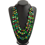 Ethnic Style Coconut Shell Pendant Colorful Beads Woven Long Necklace