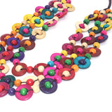 Ethnic Style Coconut Shell Pendant Colorful Beads Woven Long Necklace