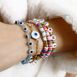 Ethnic Style Eye Shell Beaded Bracelet Soft Pottery Female Bracelet