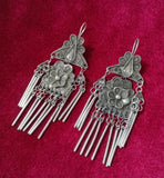Miao Silver Filigree Butterfly Tassel Earrings