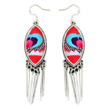 Hand-Embroidered Flower Earrings Silver