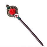 Ethnic Style Red Flower Hairpin for Women