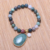 Ethnic Style Yellow Water Drop Stone Indian Agate Beads Bracelet