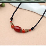Ethnic Style Agate Necklace Hand-Woven Clavicle Chain Jewelry
