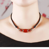 Ethnic Style Agate Necklace Hand-Woven Clavicle Chain Jewelry
