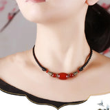 Ethnic Style Agate Necklace Hand-Woven Clavicle Chain Jewelry