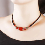 Ethnic Style Agate Necklace Hand-Woven Clavicle Chain Jewelry