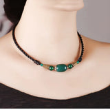 Ethnic Style Agate Necklace Hand-Woven Clavicle Chain Jewelry