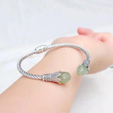 Natural Hetian Jade Gray Jade Magnolia Bracelet 925 Silver