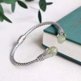 Natural Hetian Jade Gray Jade Magnolia Bracelet 925 Silver