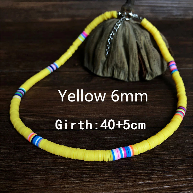 Ethnic Style Natural Stone & Soft Beads Necklace Boho Green Polymer Choker