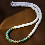 Ethnic Style Natural Stone & Soft Beads Necklace Boho Green Polymer Choker