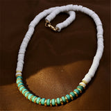 Ethnic Style Natural Stone & Soft Beads Necklace Boho Green Polymer Choker
