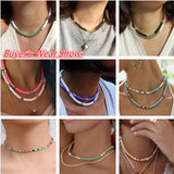 Ethnic Style Natural Stone & Soft Beads Necklace Boho Green Polymer Choker