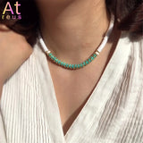 Ethnic Style Natural Stone & Soft Beads Necklace Boho Green Polymer Choker