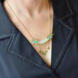 Ethnic Style Necklace Women's Retro Sterling Silver Jade Tassel Chain Set