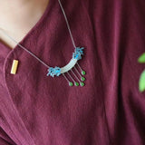 Ethnic Style Necklace Women's Retro Sterling Silver Jade Tassel Chain Set