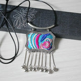 Ethnic Style Embroidery Piece Lock Necklace