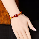 Ethnic Style Red Agate Bracelet Hand Rope Women's Antique Hand-Woven