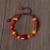 Ethnic Style Red Agate Bracelet Hand Rope Women's Antique Hand-Woven