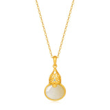 Ethnic Style S925 Sterling Silver Hetian Jade Necklace Jinlu Fubao Pendant