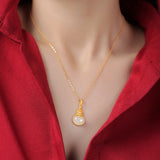 Ethnic Style S925 Sterling Silver Hetian Jade Necklace Jinlu Fubao Pendant