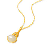 Ethnic Style S925 Sterling Silver Hetian Jade Necklace Jinlu Fubao Pendant