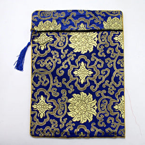 Ethnic Brocade Sutra Book Pouch Dragon Flower Zipper Bag